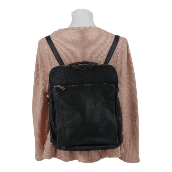 Borse In Pelle Black Pebbled Leather Convertible Purse Backpack Bag main image 11